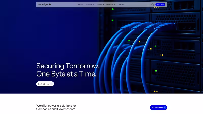 Neonbyte homepage showing hero