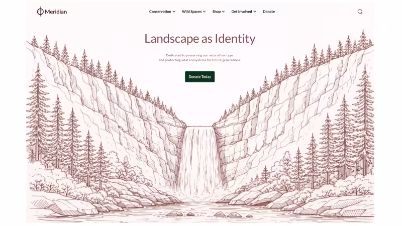 Meridian screenshot showing hero